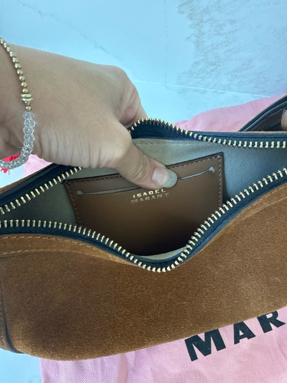 Isabel Marant Suede Oskan Moon Shoulder Bag in Brown - Picture 4 of 6